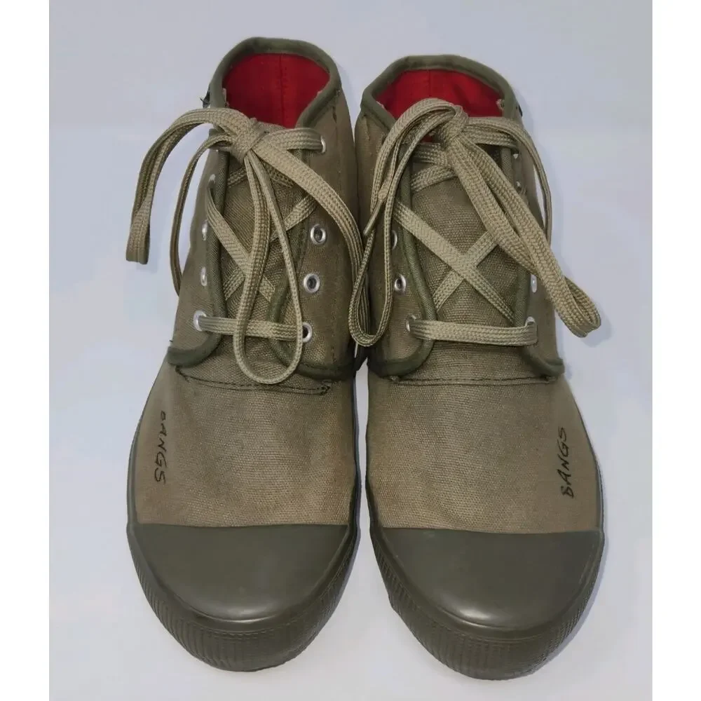 Bangs High-top Canvas Sneakers Khaki Shoes 